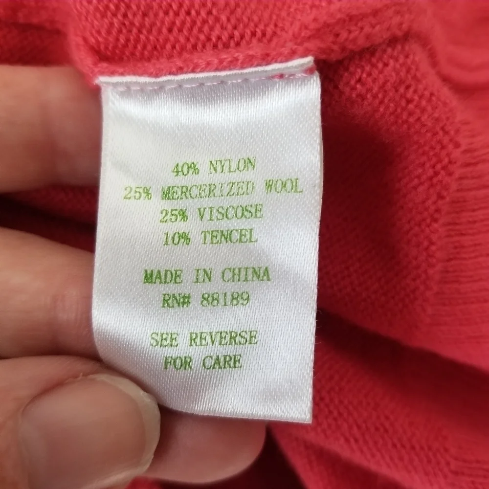 Lilly Pulitzer Pink Heart Print Wool Blend Long Sleeve Sweater Size XS - Picture 3 of 12